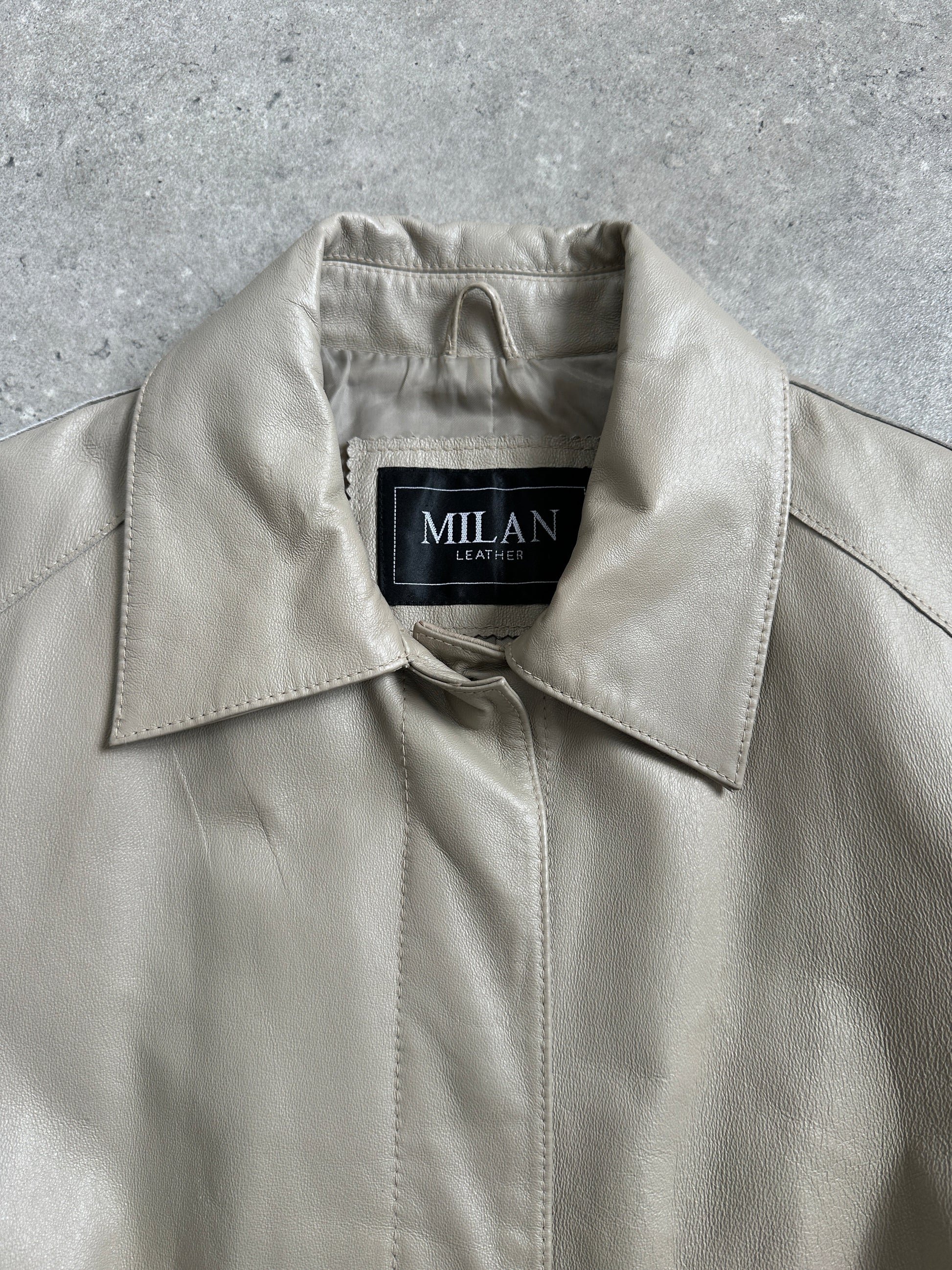Vintage 1990s Concealed Placket Leather Jacket - M