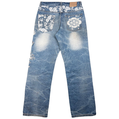 Vintage Fugutaiten Wagara Embroidered Japanese Denim Jeans W31