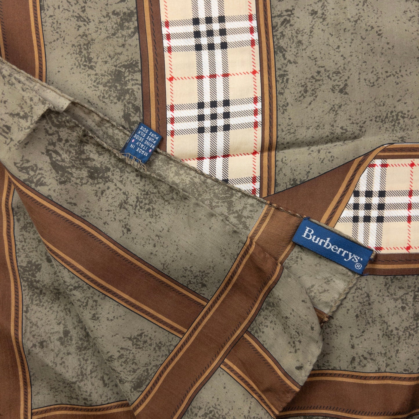 Vintage Burberry Nova Check Silk Scarf