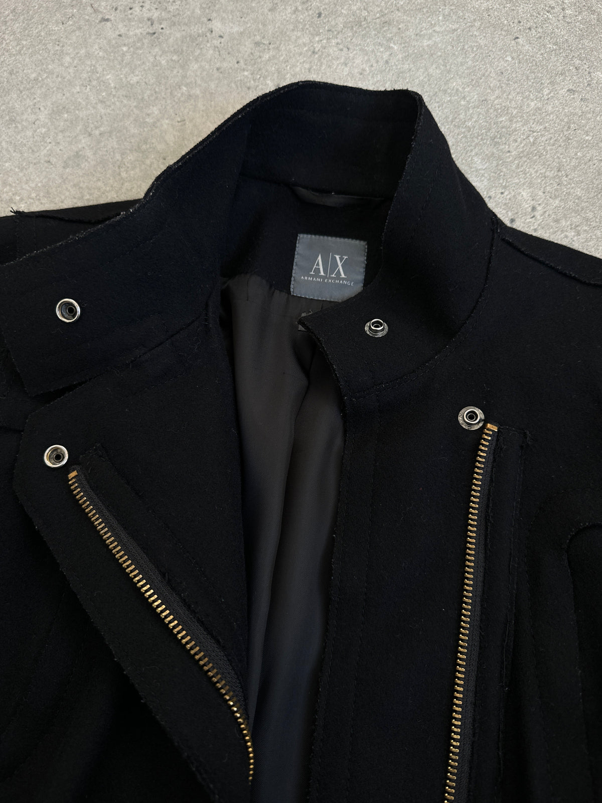 Armani Exchange 2000s Wool Funnel Neck Fitted Coat - XS