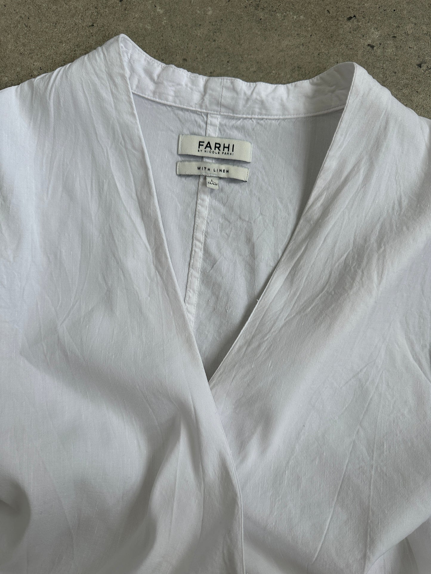 Nicole Farhi 2000s Linen Asymmetric Wrap Top - M-L