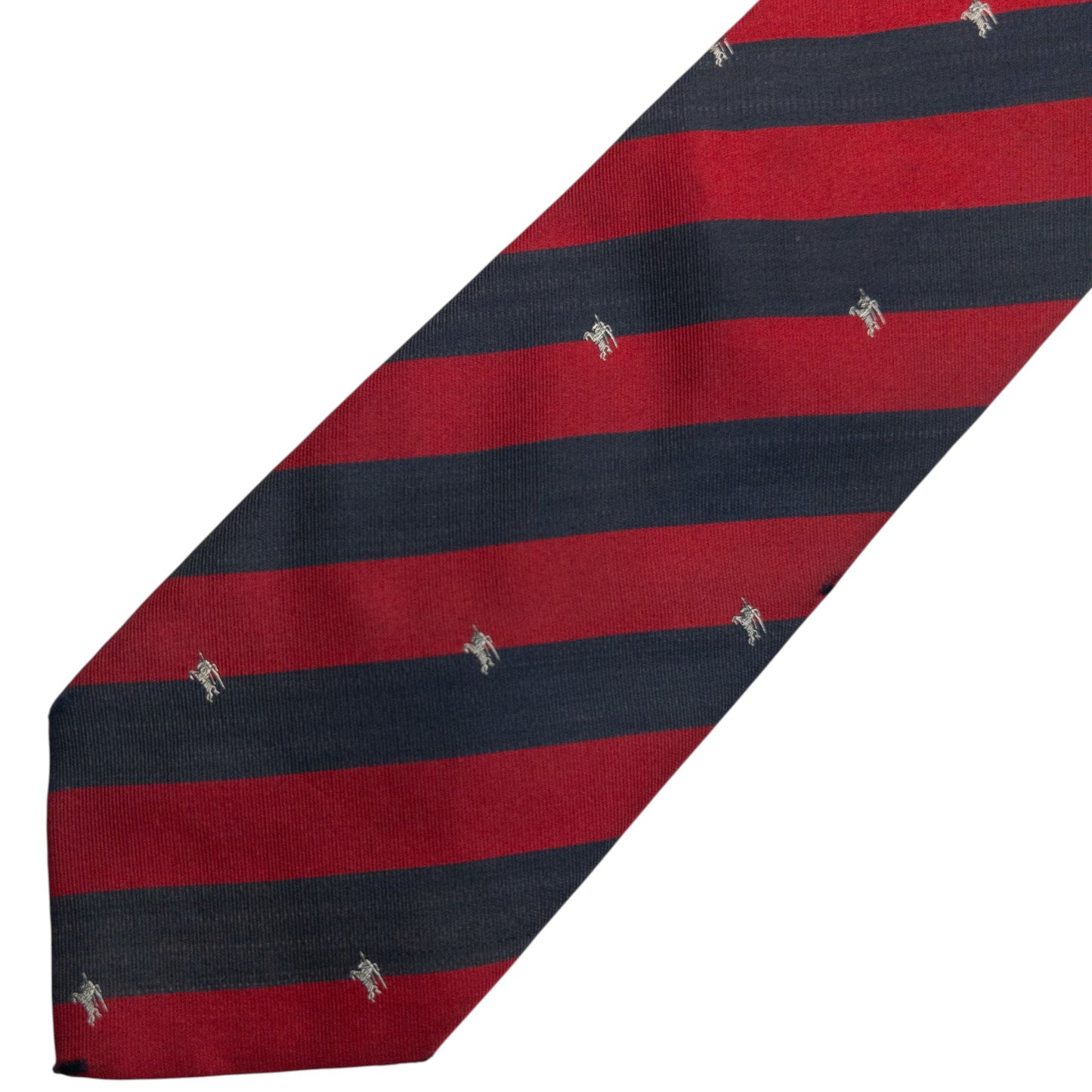 Vintage 2000s Burberry Striped Monogram Silk Tie | O/S, Navy