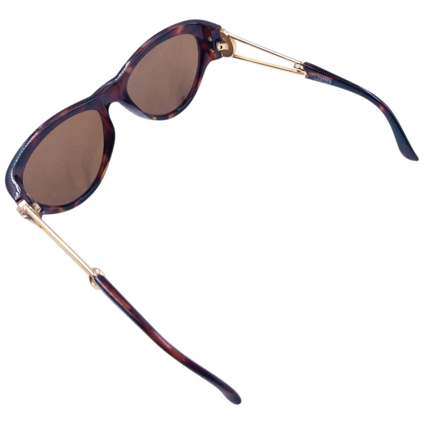 Vintage 1996 Gianni Versace Safety Pin Tortoise Shell Sunglasses | O/S, Brown