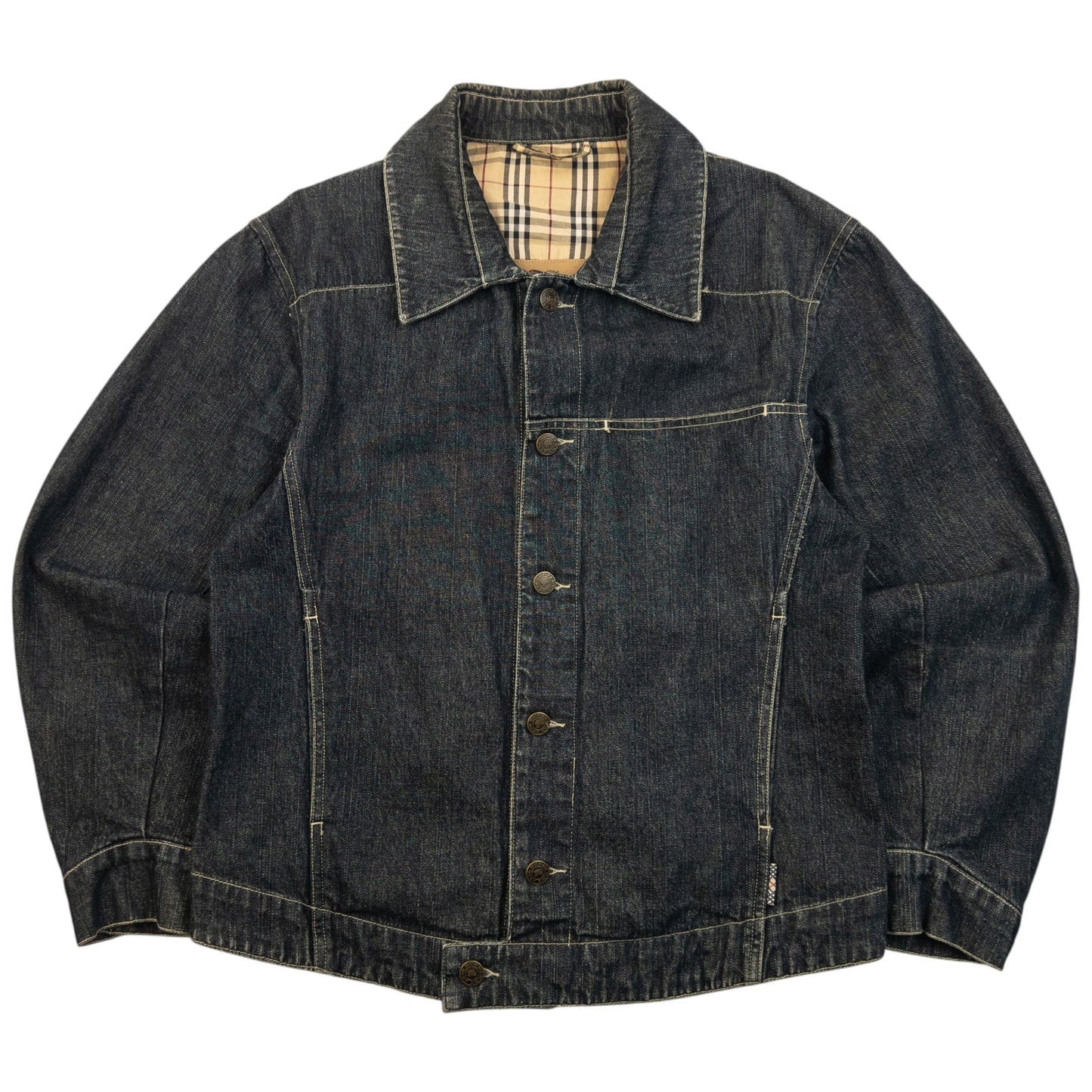 Vintage 2000s Burberry Button Up Denim Jacket Womens Size S | Small, Blue