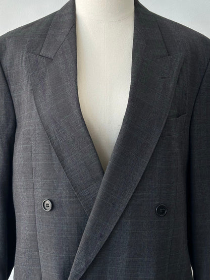 Christian Dior Monsieur 1990s Check Pure Wool Double Breasted Blazer - L