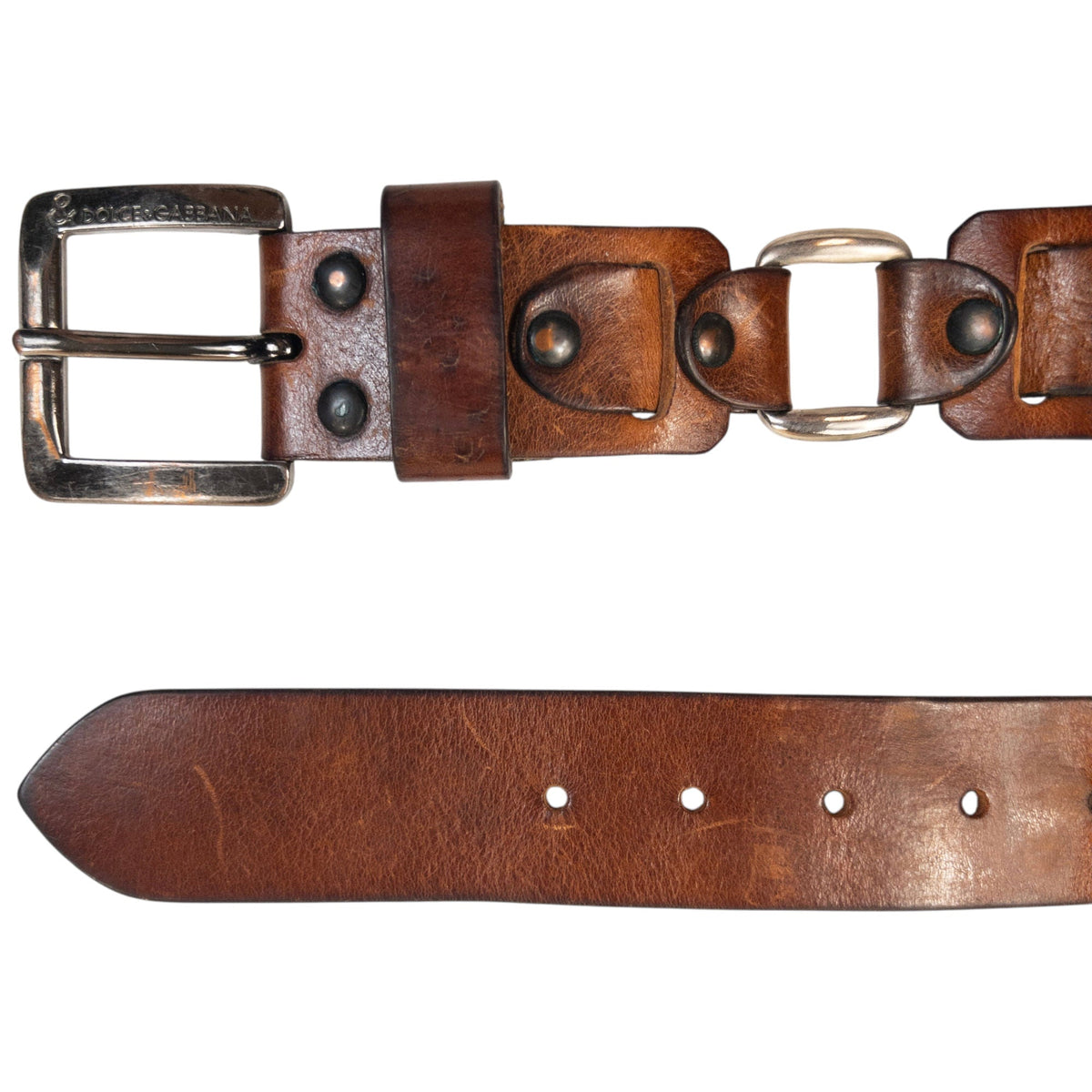 Vintage 2000s Dolce & Gabbana Leather Belt Size XL | O/S, Brown
