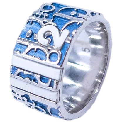 Vintage 2000s Dior By John Galliano Monogram Number Ring | O/S, Blue