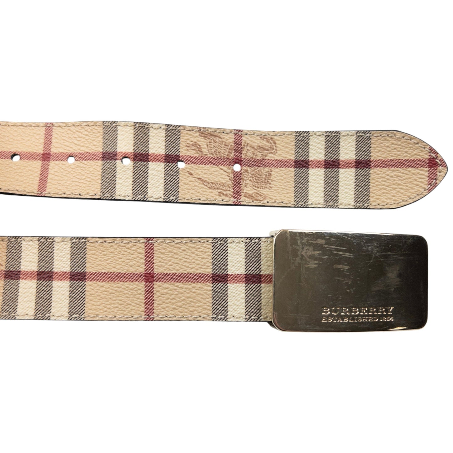 Vintage 2000s Burberry Nova Check Leather Belt Size XL | O/S, Beige