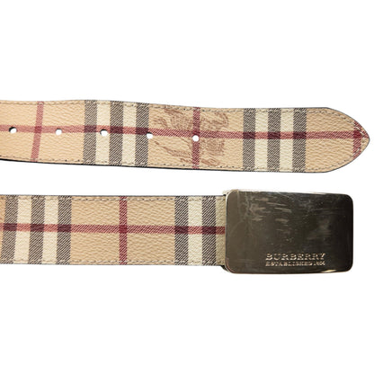 Vintage 2000s Burberry Nova Check Leather Belt Size XL | O/S, Beige