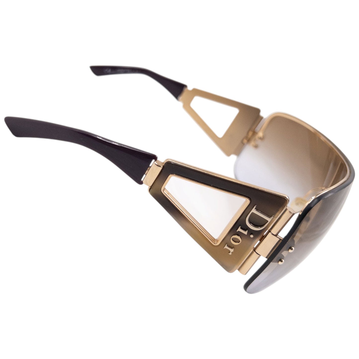 Vintage 2006 Dior Escrime 1 Shield Wraparound Sunglasses | O/S, Gold and Gradient Brown