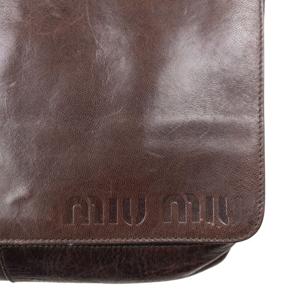 Vintage 1999 Miu Miu Leather And Mesh Crossbody Bag | O/S, Brown