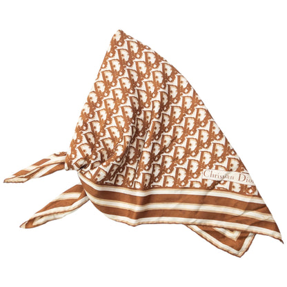 Vintage 2000s Dior Monogram Pixel Silk Scarf | O/S, Brown