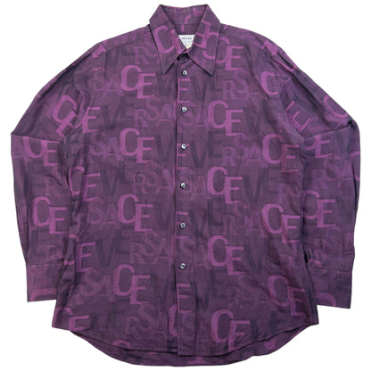 Vintage 2000s Versace Collection Monogram Long Sleeve Button Up Shirt Size M | Medium, Purple