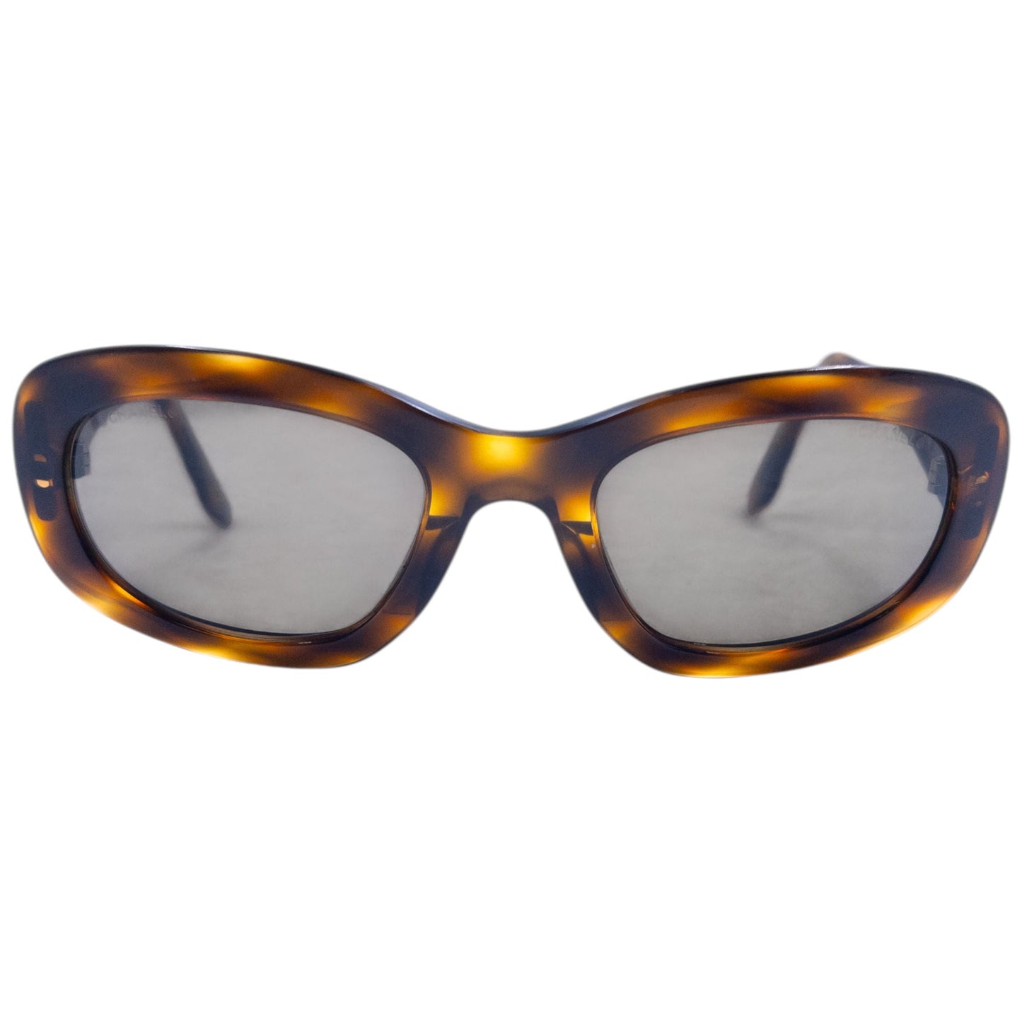 Vintage 2000s Chanel Embossed Tortoise Shell Sunglasses | O/S, Brown