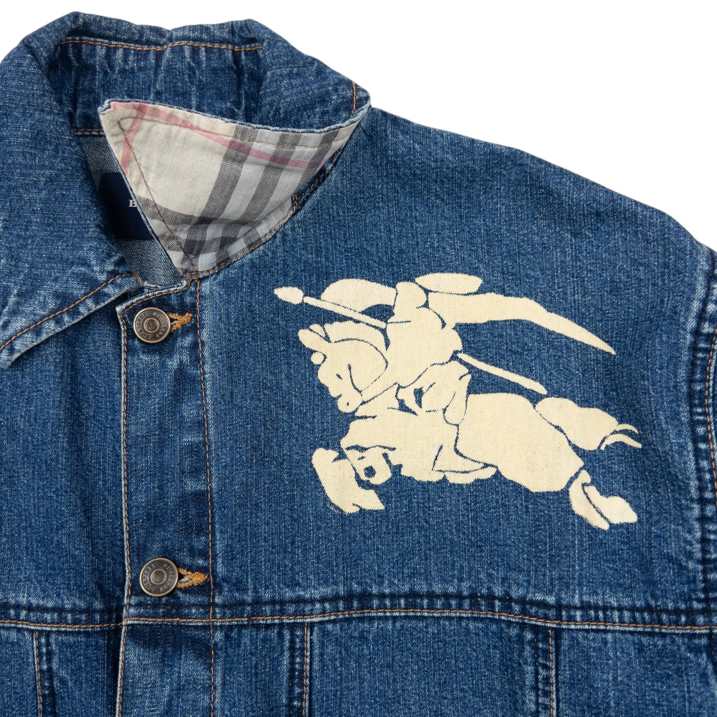 Vintage 2000s Burberry Button Up Denim Jacket Size M