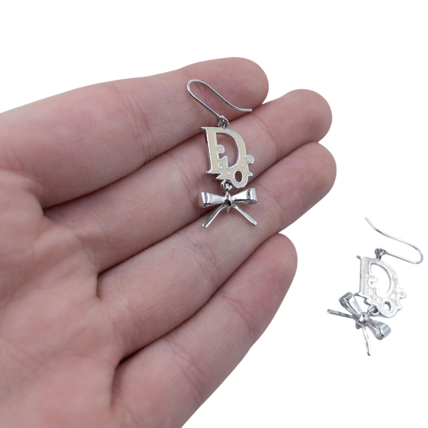 Vintage Dior Silver Bow Earrings