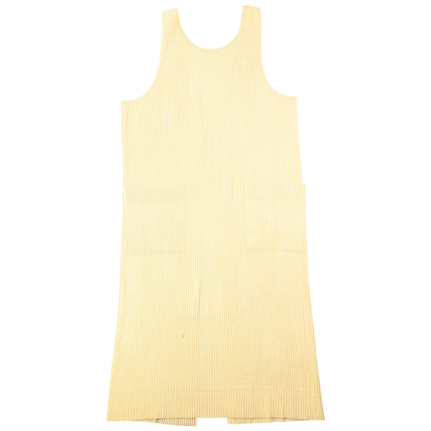 Vintage 90s Issey Miyake Pleated Longline Vest Dress Womens Size M | Medium, Yellow