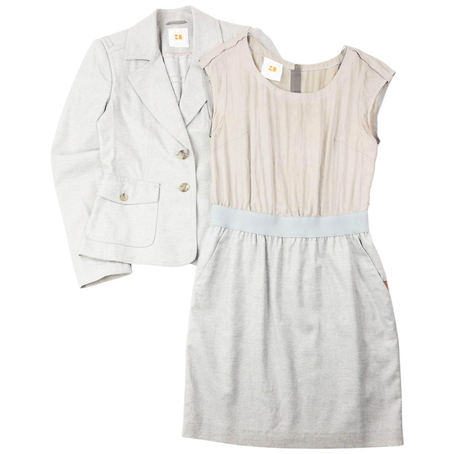 Vintage 90s Hugo Boss Jacket & Dress Suit Set Womens Size M | Medium, Grey