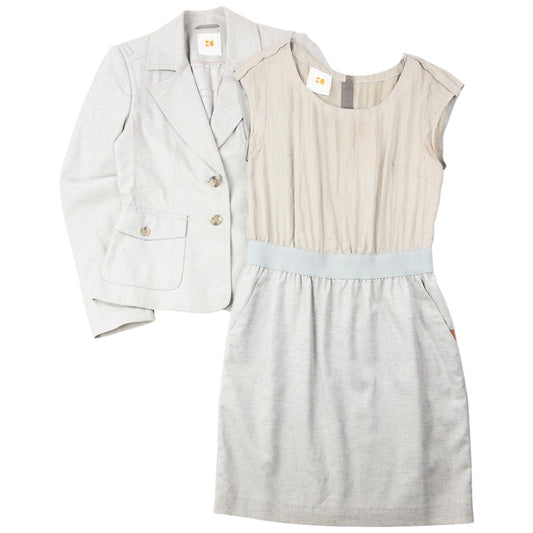 Vintage 90s Hugo Boss Jacket & Dress Suit Set Womens Size M | Medium, Grey