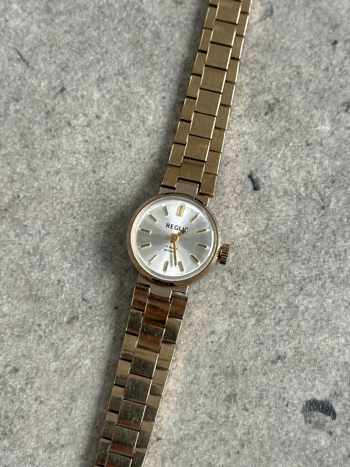 Regus 1970s Swiss Jewel Gold Tone Mechanical Watch