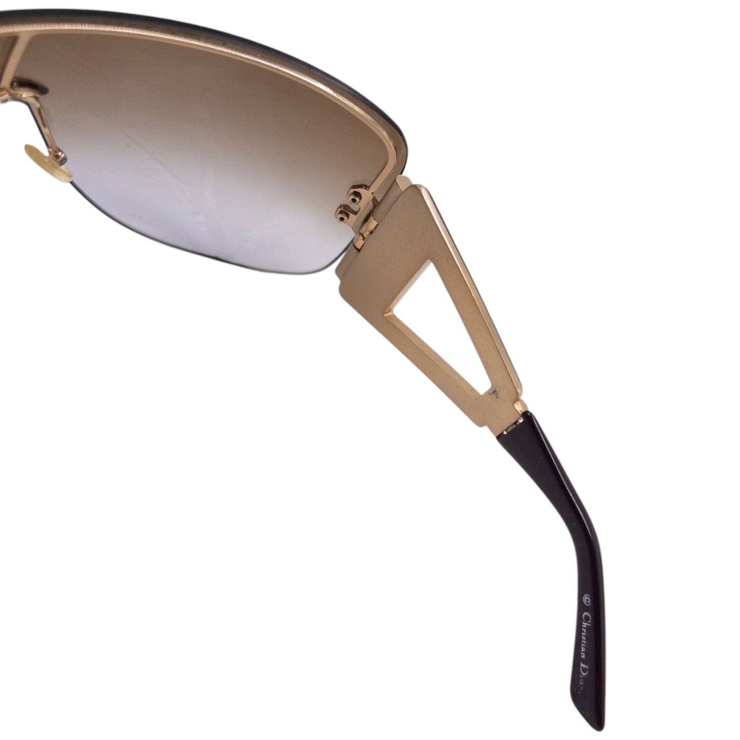 Vintage 2006 Dior Escrime 1 Shield Wraparound Sunglasses | O/S, Gold and Gradient Brown