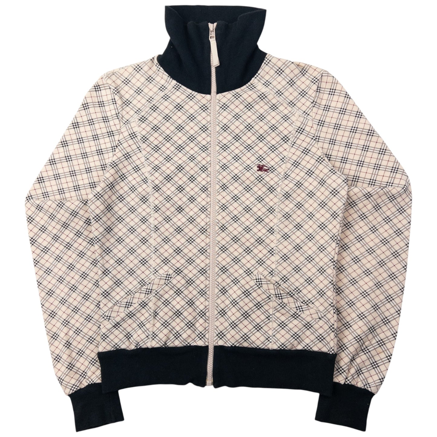 Vintage Burberry Blue Label Nova Check Zip Up Sweatshirt Womens Size S