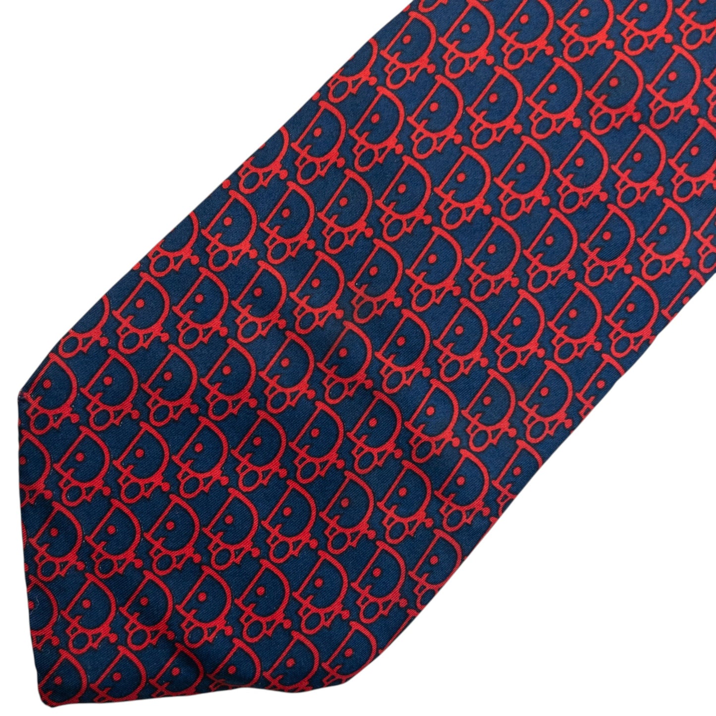 Vintage 90s Dior Monogram Silk Tie | O/S, Navy