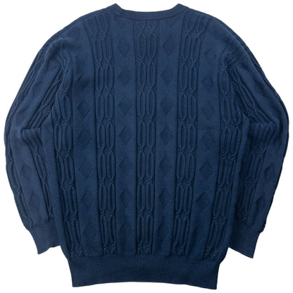 Vintage 90s Burberry Embroidered Knit Jumper Size M | Medium, Navy