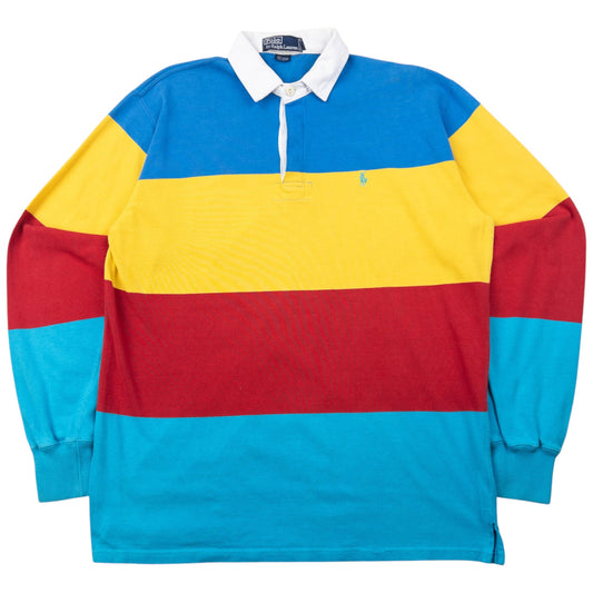 Vintage 90s Polo Ralph Lauren Striped Long Sleeve Rugby Polo Shirt Size L