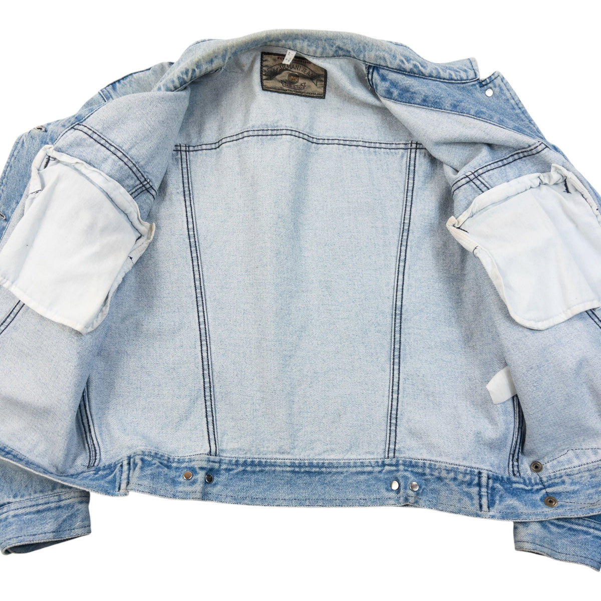 Vintage 90s Armani Jeans Button Up Denim Jacket Womens Size M | Medium, Blue