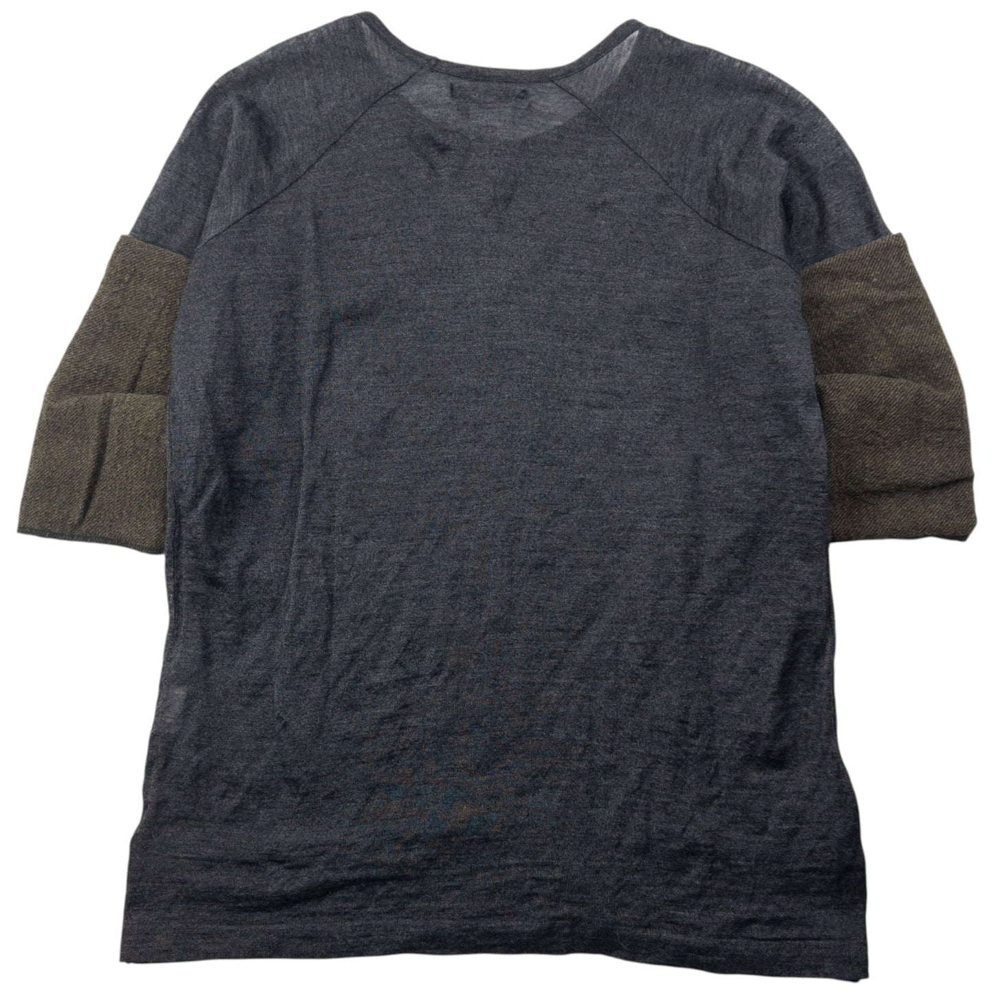 Vintage 90s Yohji Yamamoto Lightweight Roll Sleeve Jumper Size S | Small, Grey