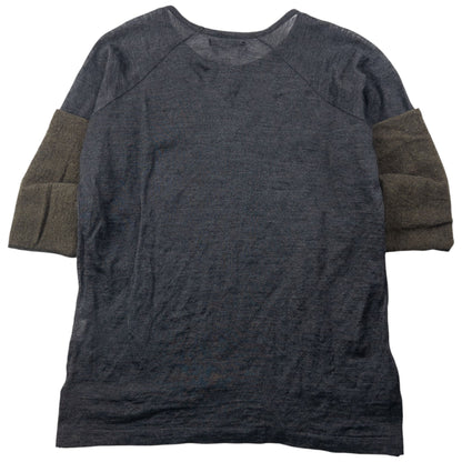 Vintage 90s Yohji Yamamoto Lightweight Roll Sleeve Jumper Size S | Small, Grey