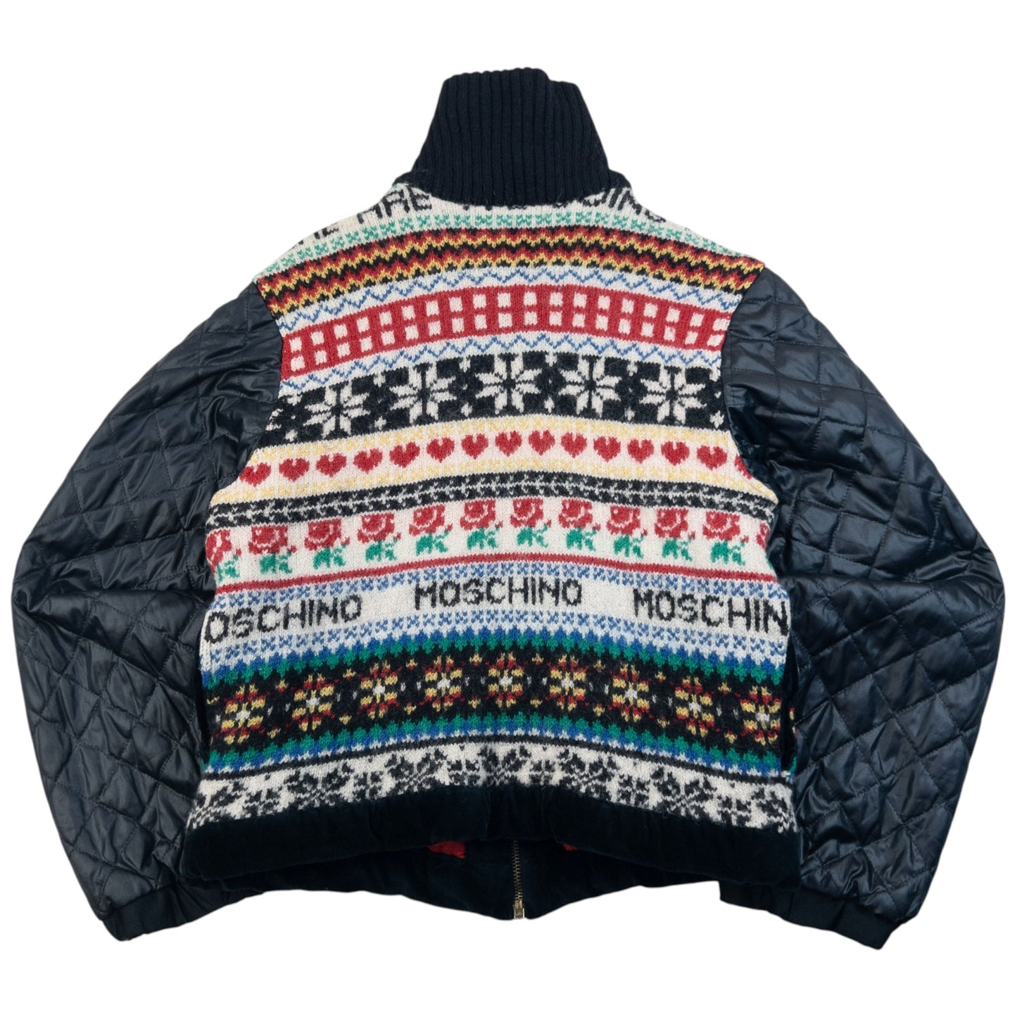 Vintage 90s Moschino Jeans Knit Contrast Pattern Jacket Womens Size S | Small, Black