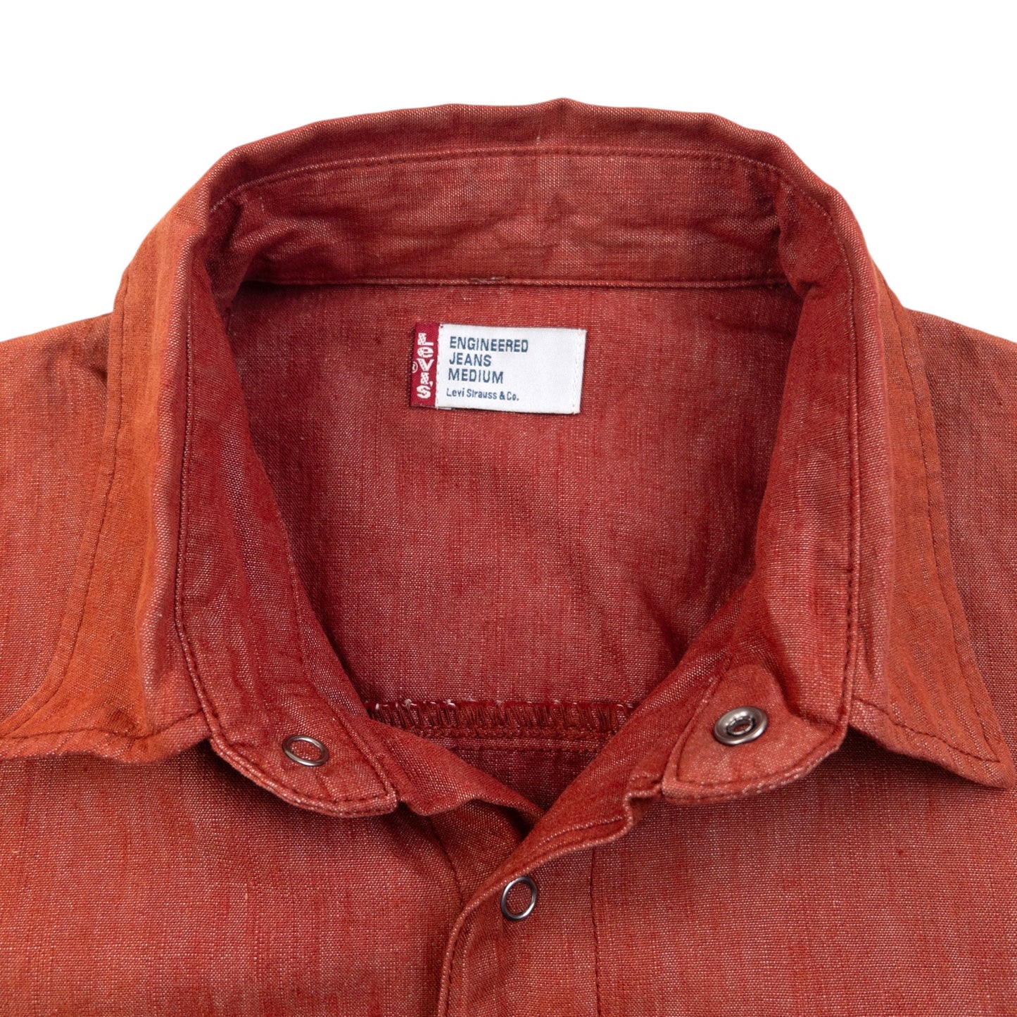 Vintage 2000s Levi's Engineered Garments Snap Button Up Denim Shirt Size S | Small, Orange