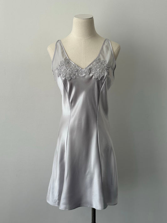 Vintage 1990s Satin Pearl Mini Slip Dress - S