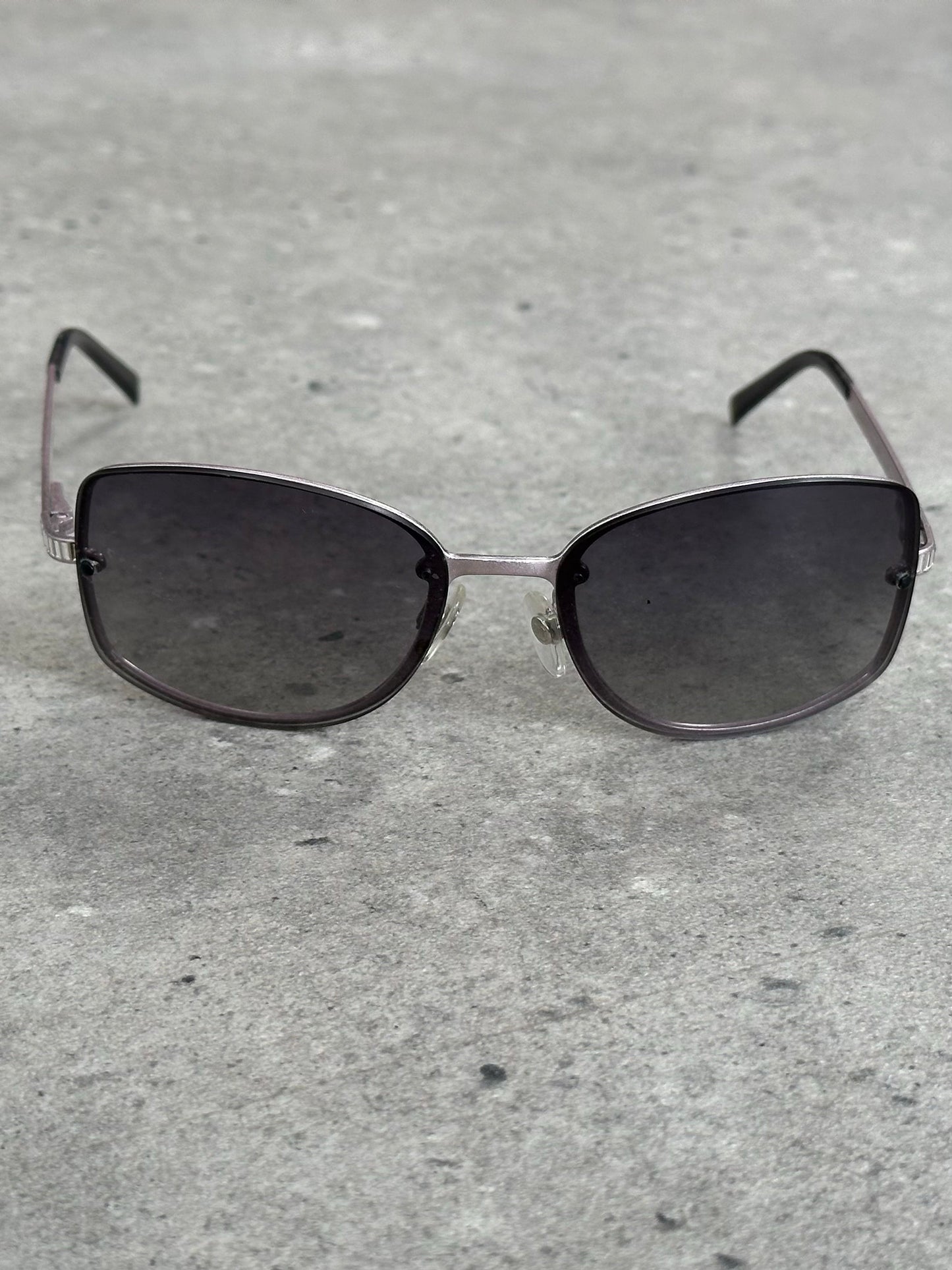 Chanel 2000s Rimless Crystal Bar Rectangle Sunglasses