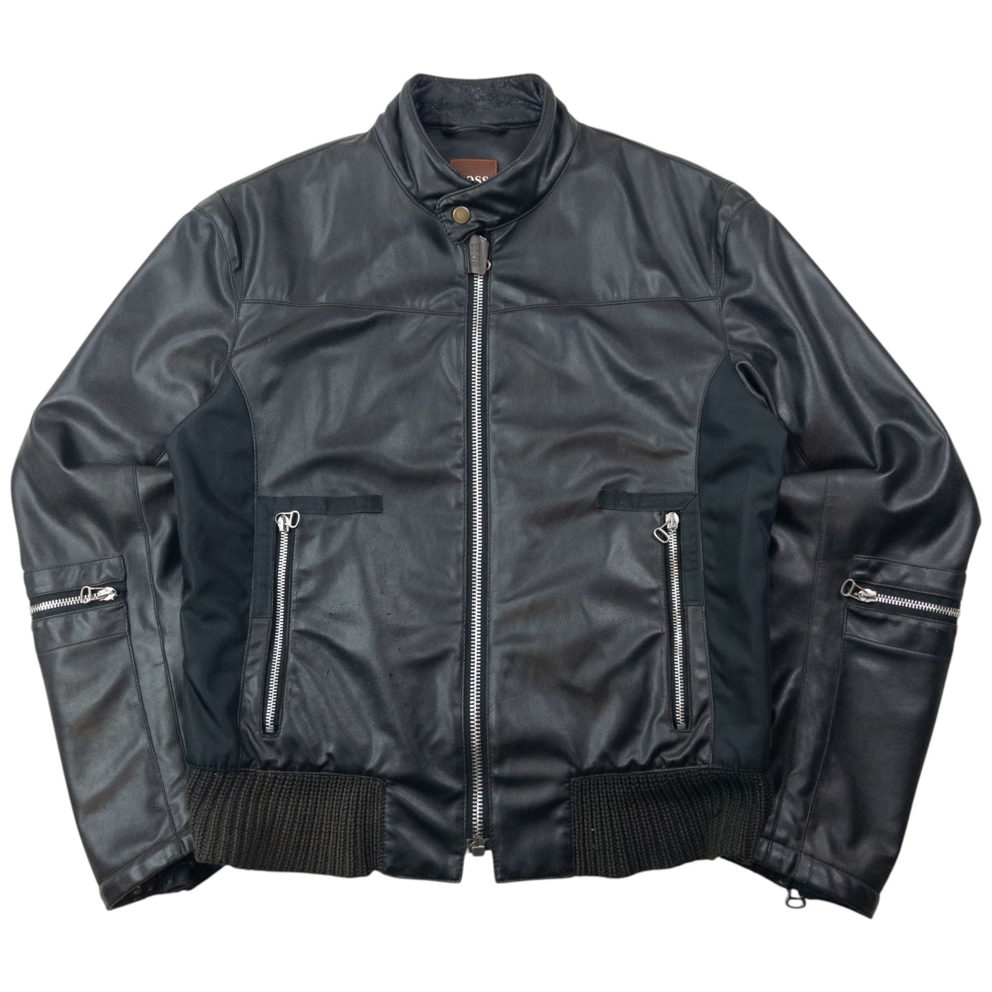 Vintage 2000s Hugo Boss Galaxy Lined Leather Jacket Size S | Small, Black