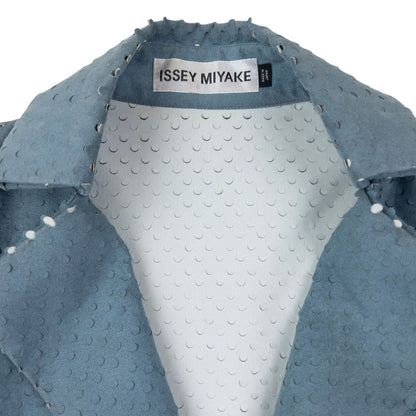 Vintage 2000s Issey Miyake Laser-Cut Texture Jacket Womens Size L | Large, Blue