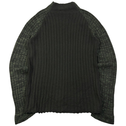 Vintage 2000s Armani Jeans Ribbed Wool Knit Q Zip Jumper Womens Size XL | XL, Green