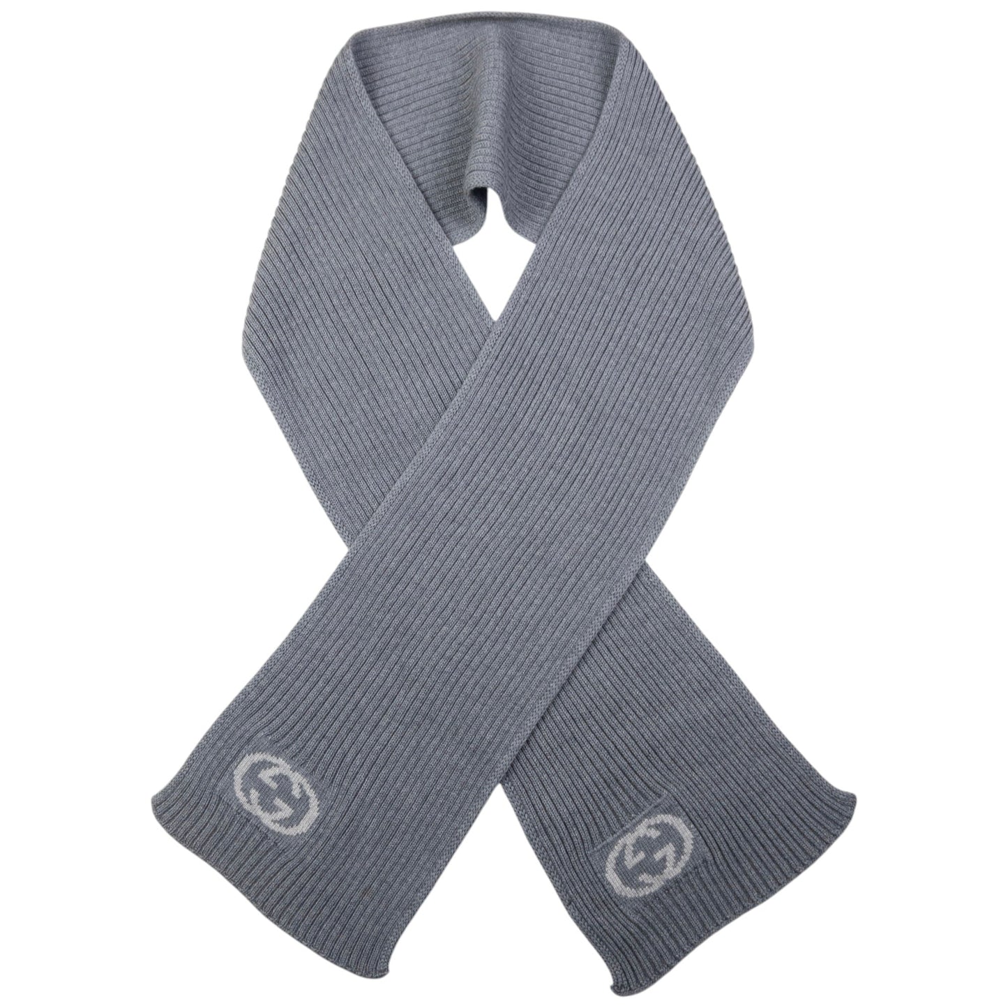 Vintage Gucci Ribbed Knit Wool Scarf