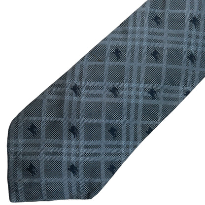 Vintage 2000s Burberry Nova Check Monogram Silk Tie | O/S, Blue