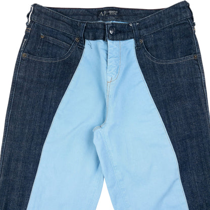 Vintage Armani Jeans Colour Block Flared Denim Jeans Womens Size W30