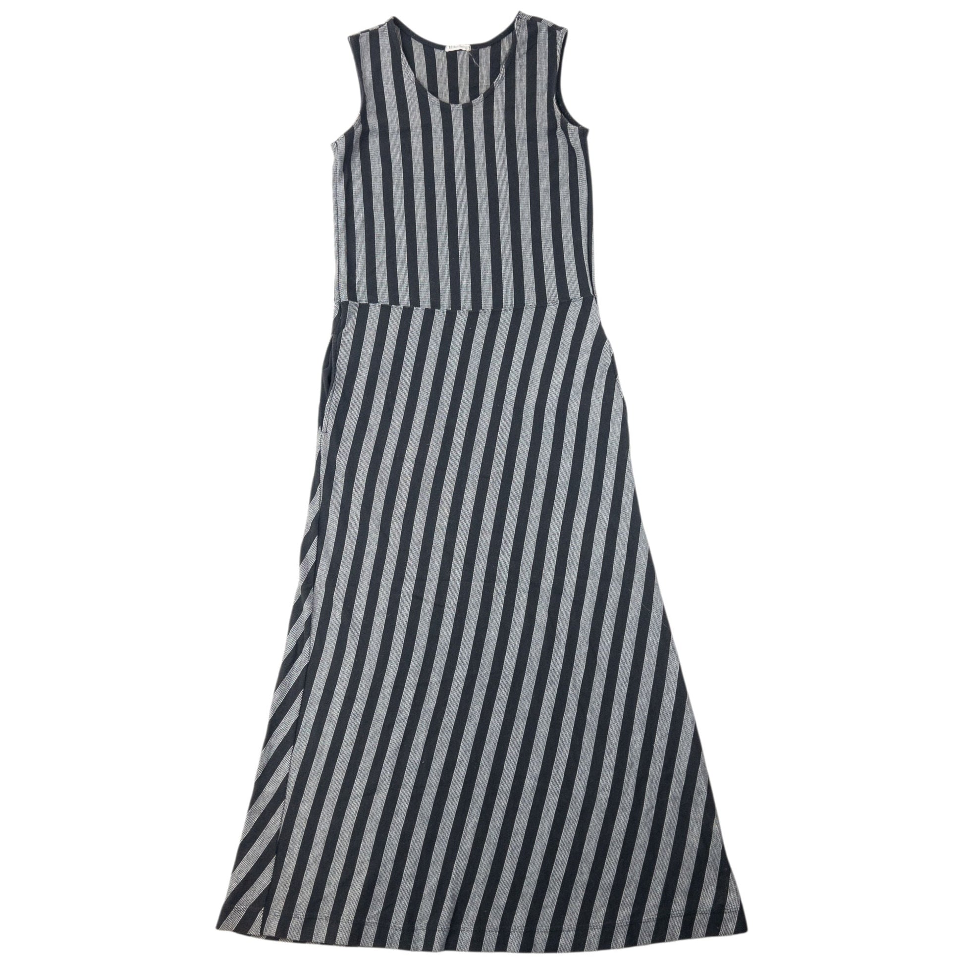 Vintage 90s Yohji Yamamoto Striped Maxi Dress Womens Size M | Medium, Black   Known Source