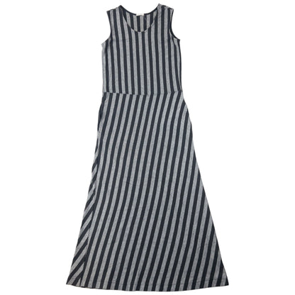 Vintage 90s Yohji Yamamoto Striped Maxi Dress Womens Size M | Medium, Black