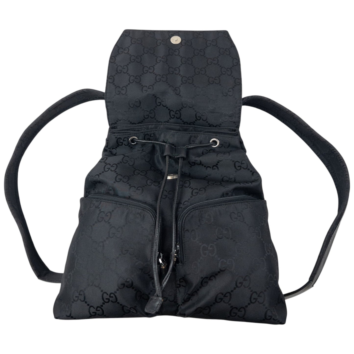 Vintage 2000s Gucci Monogram Bucket Backpack | O/S, Black
