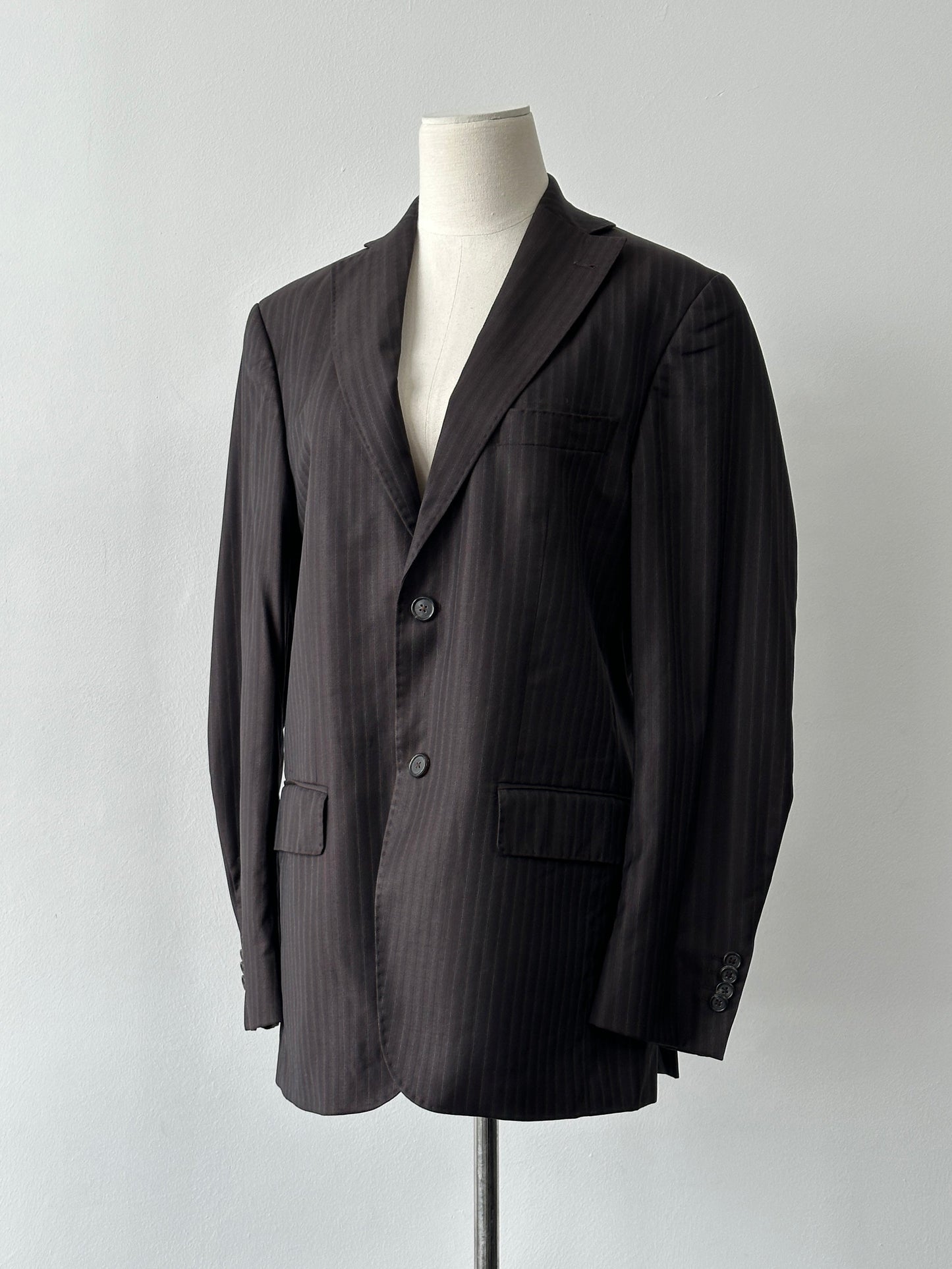 Loro Piana 1990s Striped Wool Single Breasted Blazer - 38R