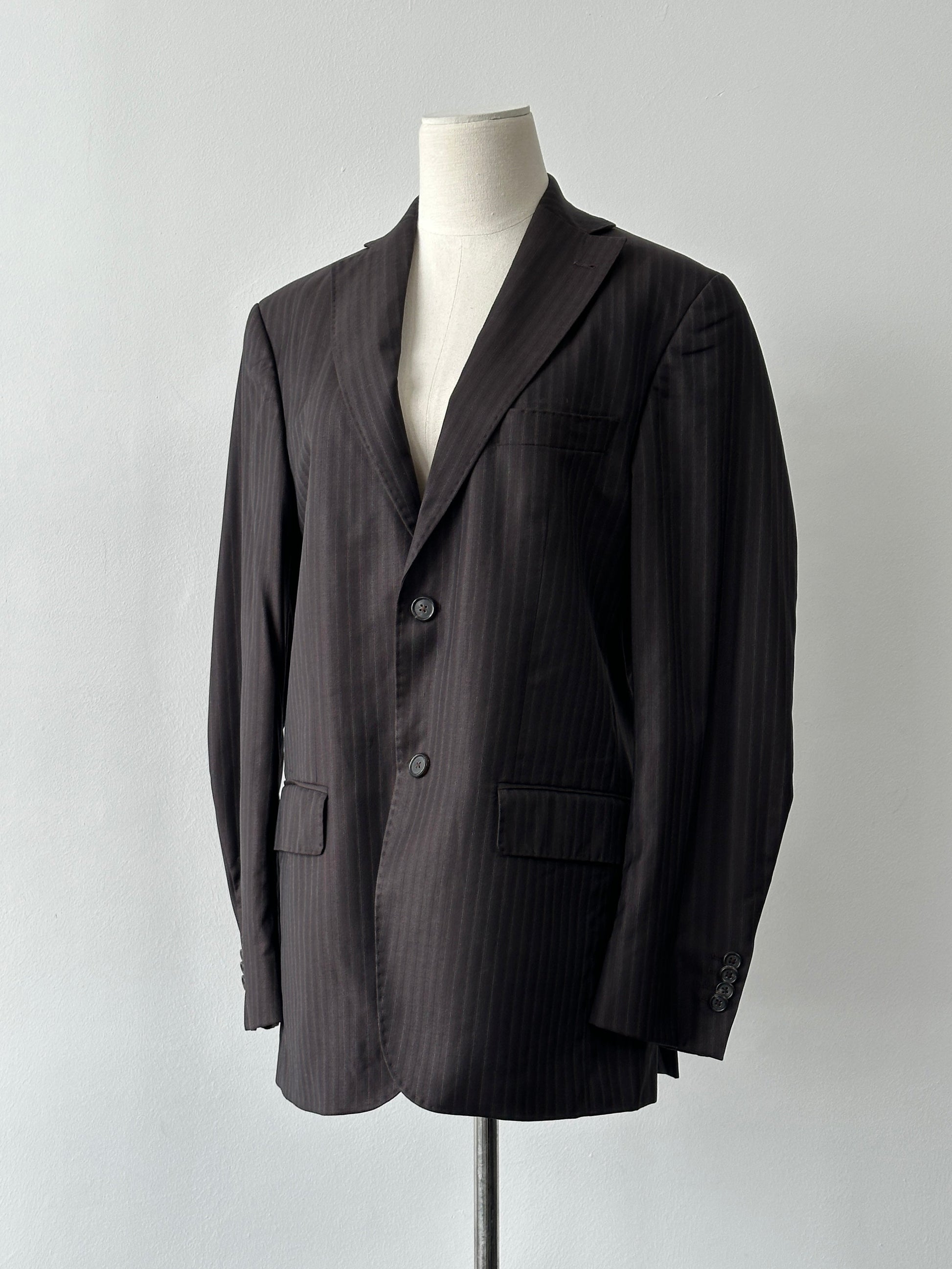Loro Piana 1990s Striped Wool Single Breasted Blazer - 38R