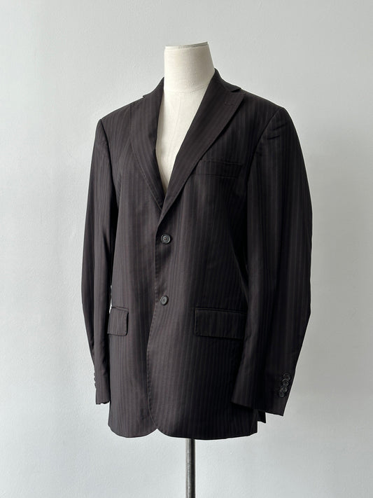 Loro Piana 1990s Striped Wool Single Breasted Blazer - 38R