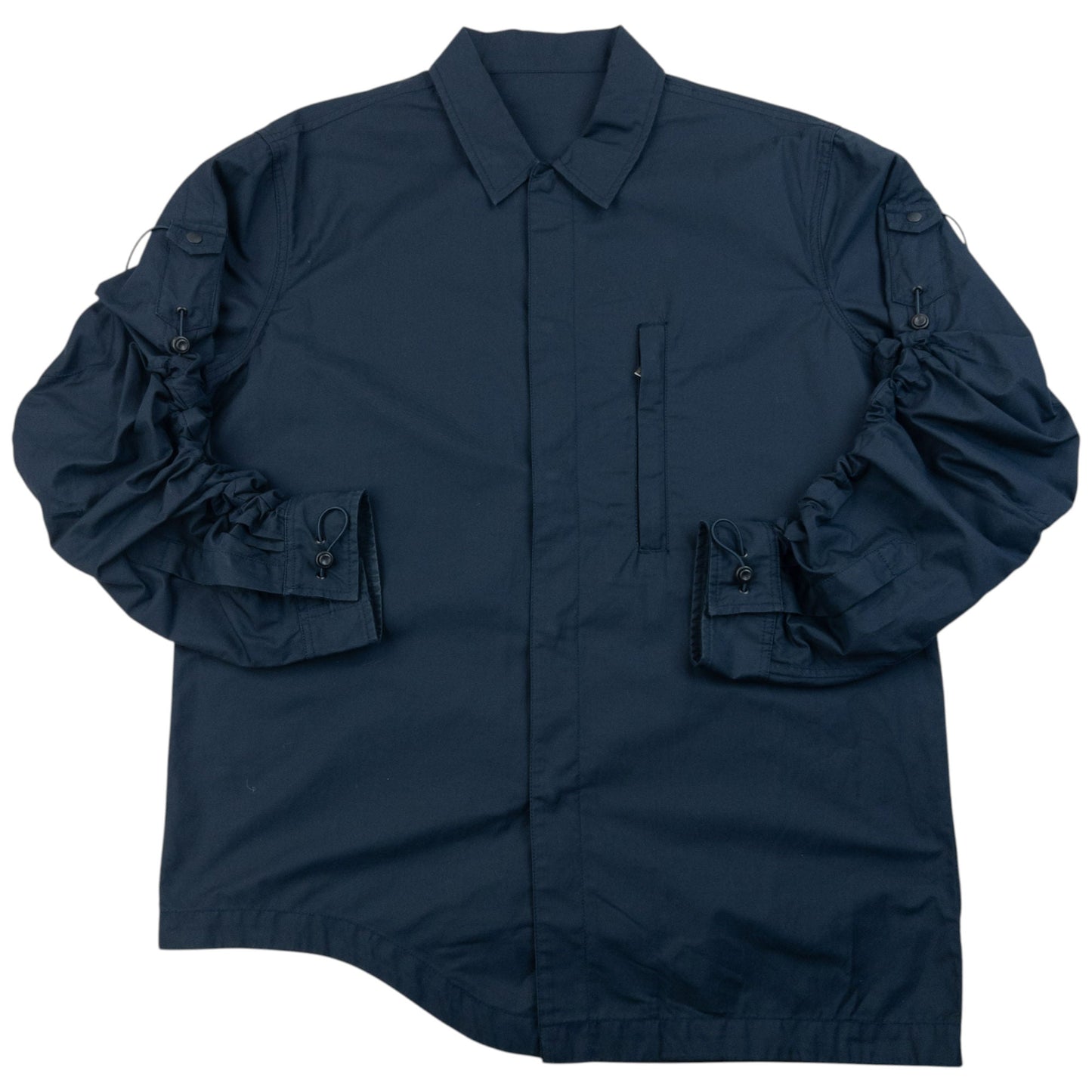 Vintage 2000s Maharishi Asymmetric Elastic Sleeve Button Up Shirt Size M | Medium, Navy