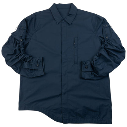 Vintage 2000s Maharishi Asymmetric Elastic Sleeve Button Up Shirt Size M | Medium, Navy